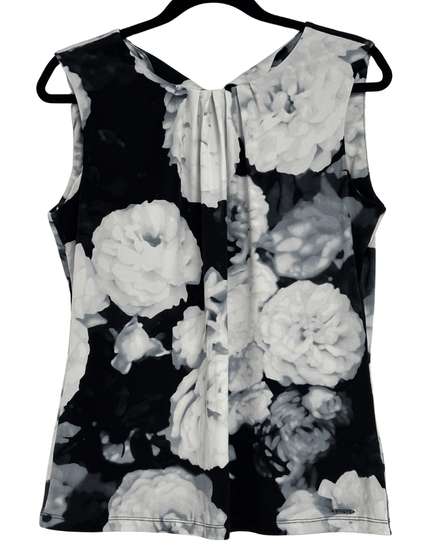 Calvin Klein Monochrome Floral Sleeveless Blouse Top