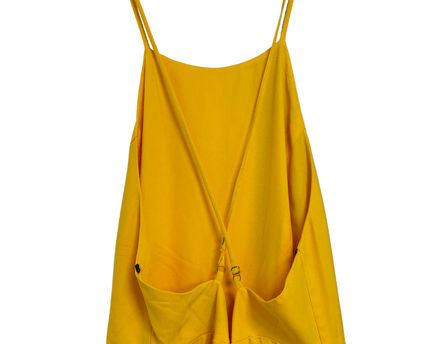 Forever 21 Mustard Yellow Halter Wide Leg Criss Cross Back Jumpsuit