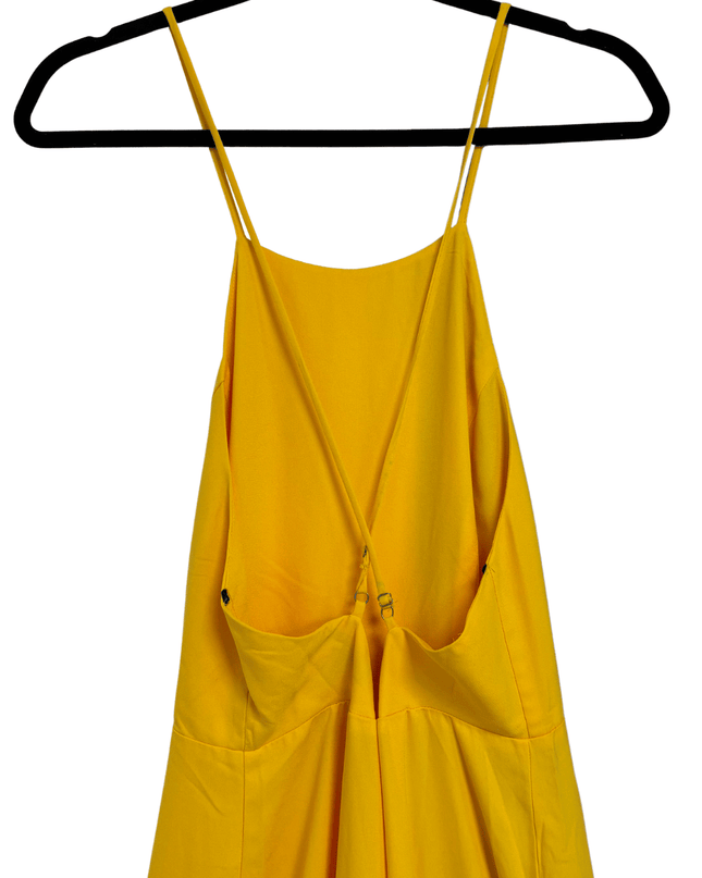Forever 21 Mustard Yellow Halter Wide Leg Criss Cross Back Jumpsuit