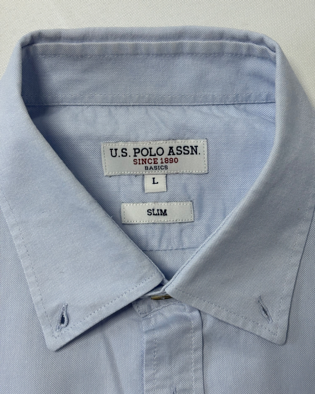 U.S. Polo Assn. Slim Fit Sky Blue Basics Oxford Shirt