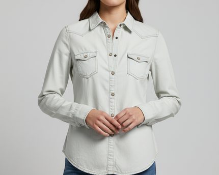New Look Off-White Western Style Denim Shirt