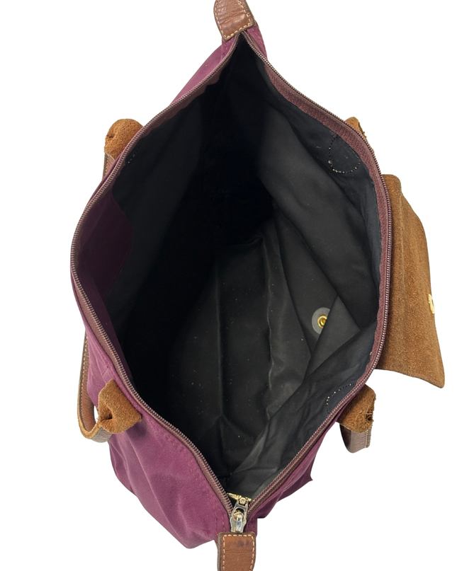 Longchamp Le Pliage Original Medium Plum Purple Shoulder Tote Bag