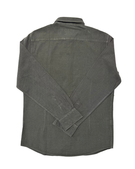 Massimo Dutti Gray Textured Long Sleeve Shirt - L