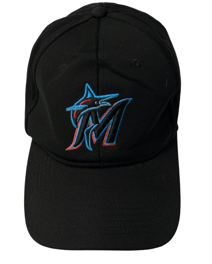  Miami Marlins Black Adjustable Strap‑Back MLB Cap