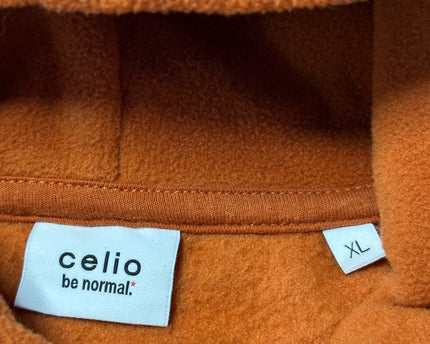 Celio Vibrant Orange Fleece Pullover Hoodie