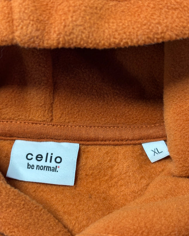 Celio Vibrant Orange Fleece Pullover Hoodie