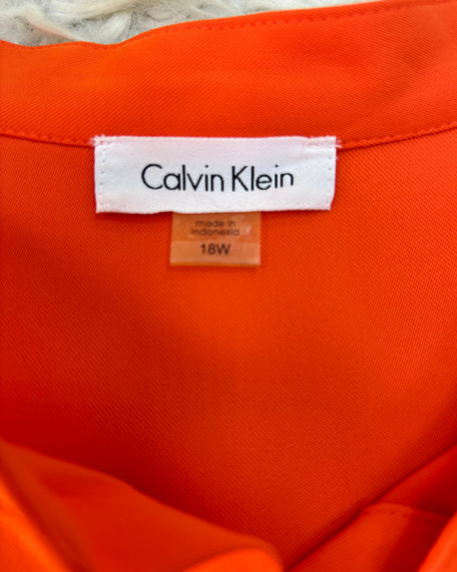 Calvin Klein Sleeveless Orange Shirt Dress - XXL
