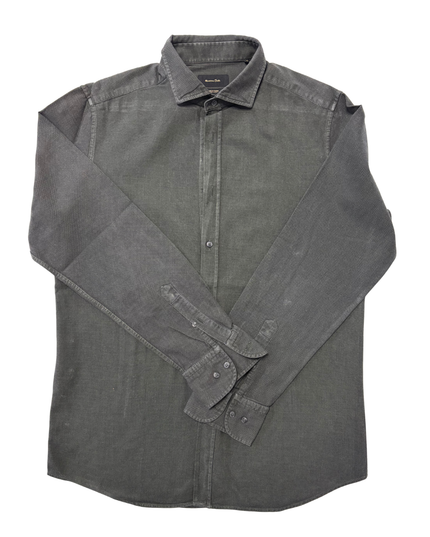 Massimo Dutti Gray Textured Long Sleeve Shirt - L