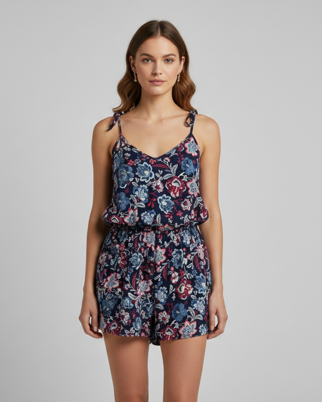 Aéropostale Navy Blue Floral Print Romper