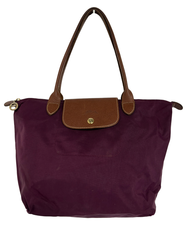 Longchamp Le Pliage Original Medium Plum Purple Shoulder Tote Bag