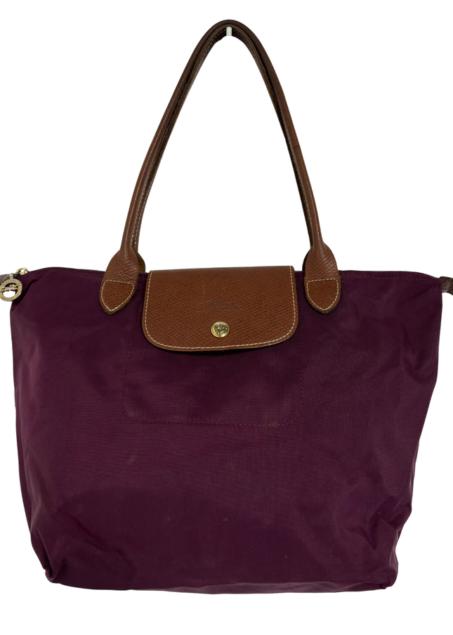 Longchamp Le Pliage Original Medium Plum Purple Shoulder Tote Bag