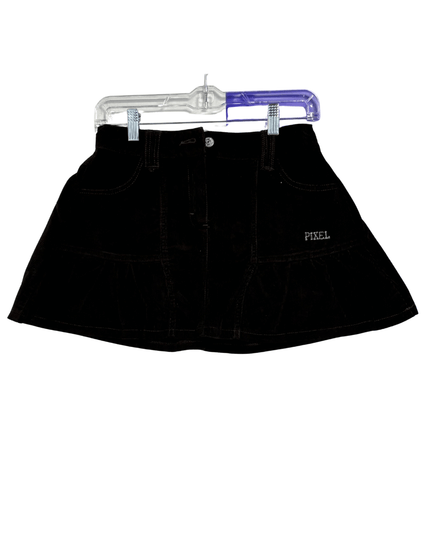 Pixel Dark Brown Corduroy Ruffle Hem Skirt