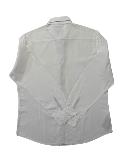 Massimo Dutti Fine Fabric With Navy Trim White Dress Shirt - XL