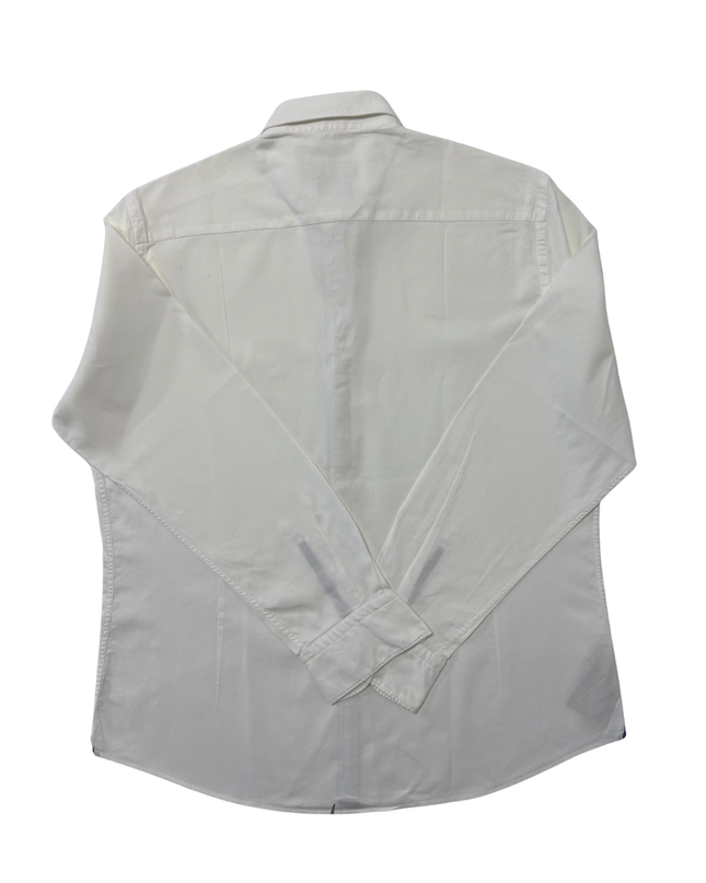 Massimo Dutti Fine Fabric With Navy Trim White Dress Shirt - XL