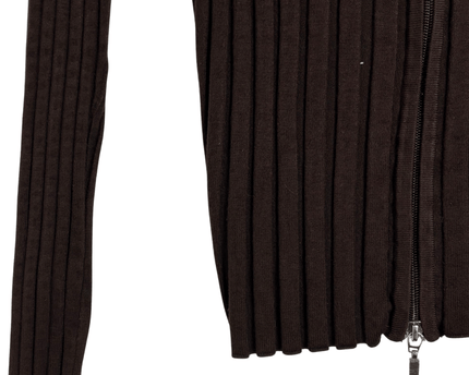 Belldini Ribbed Full Zip Brown Cardigan