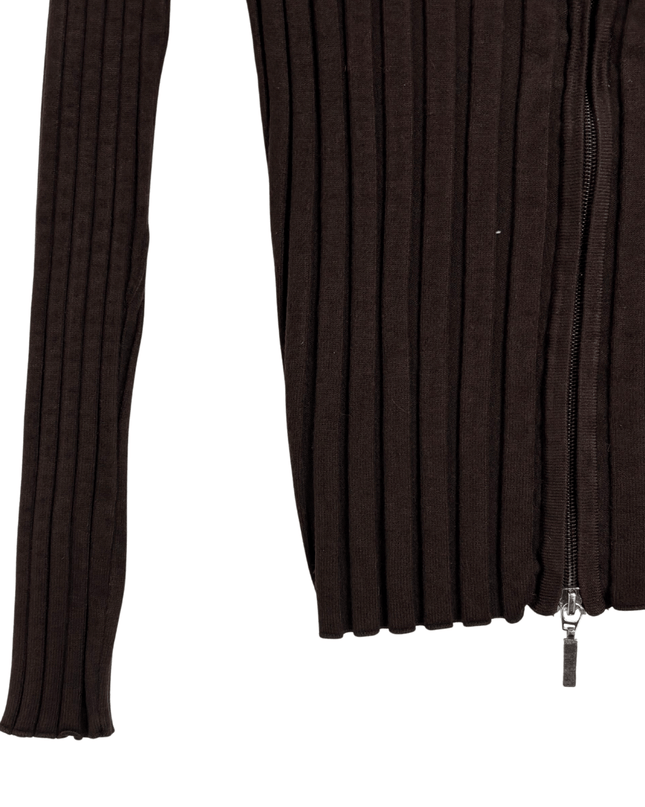 Belldini Ribbed Full Zip Brown Cardigan