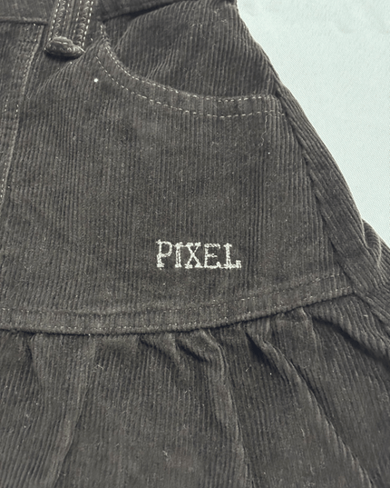Pixel Dark Brown Corduroy Ruffle Hem Skirt