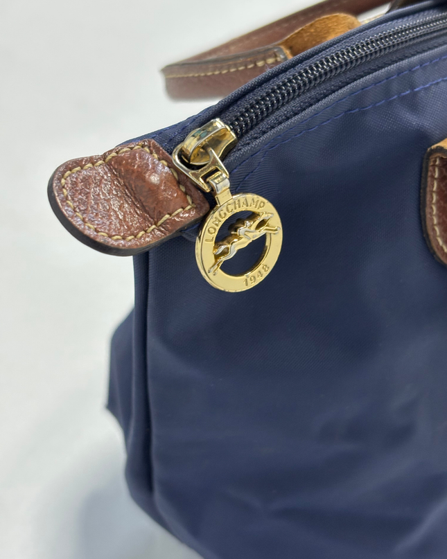 Longchamp Le Pliage Original Medium Navy Blue Top Handle Handbag