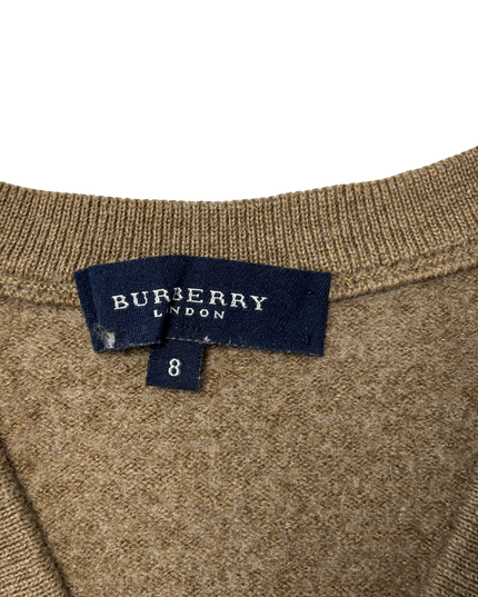 Burberry London Classic Camel Wool V-Neck Sweater - M