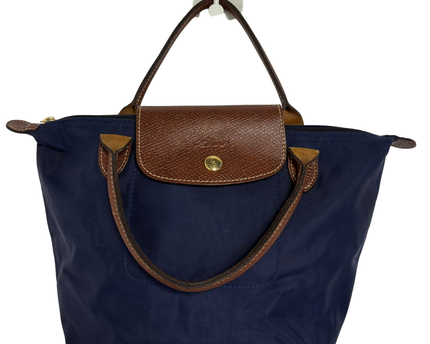 Longchamp Le Pliage Original Medium Navy Blue Top Handle Handbag