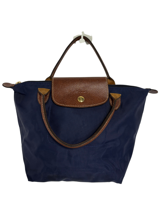 Longchamp Le Pliage Original Medium Navy Blue Top Handle Handbag