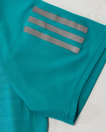 Adidas Running Teal Performance Reflective 3-Stripes T-Shirt