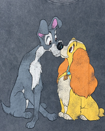 Disney x Stradivarius Lady & The Tramp Gray Vintage Graphic T-Shirt - S