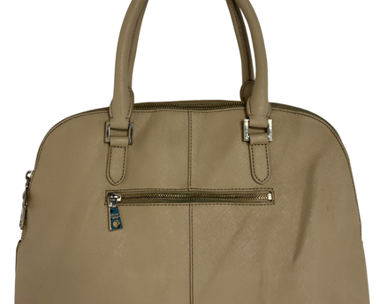 DKNY Beige Nude Saffiano-Style Leather Dome Satchel Handbag