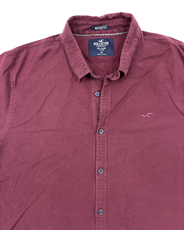 Hollister California Epic Flex Muscle Fit Burgundy Shirt - L