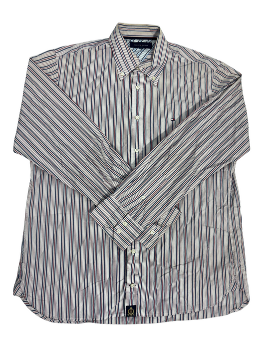 Tommy Hilfiger Red & Blue Striped Button-Down Shirt- L