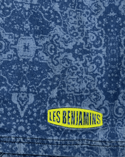 Les Benjamins Patchwork Indigo Blue Denim Polo Shirt