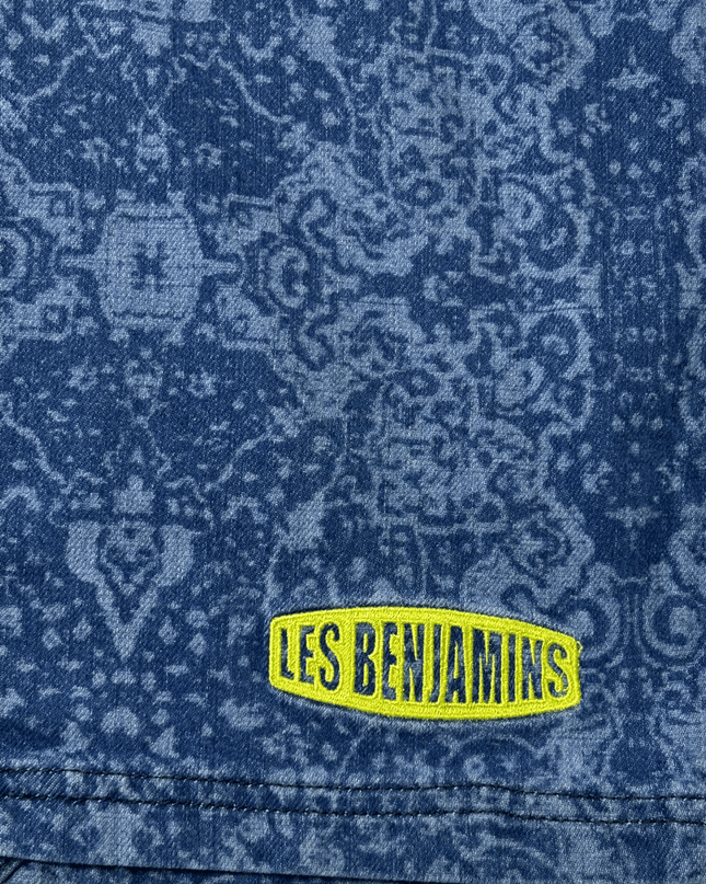 Les Benjamins Patchwork Indigo Blue Denim Polo Shirt