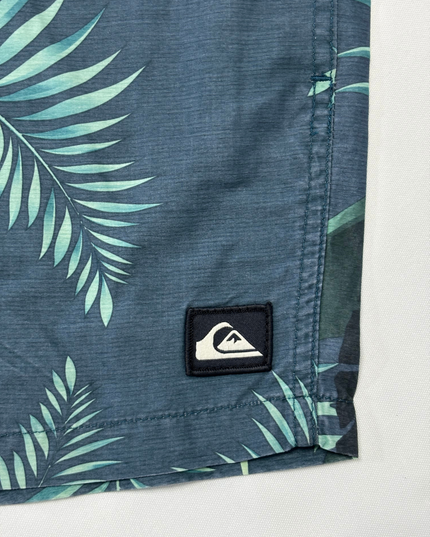 Quiksilver Tropical Palm Print Navy Green Boardshorts - S | Waist: 28"