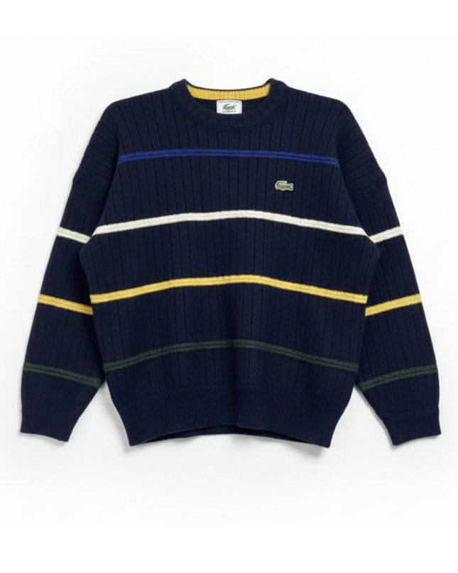 Vintage Lacoste Striped Ribbed Navy Multi Sweater