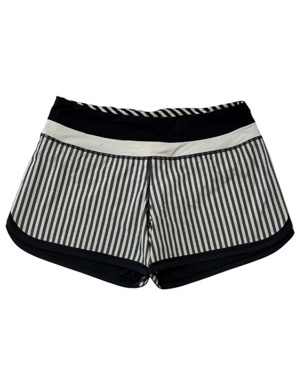 Lululemon Athletica Black & White Striped Speed Running Shorts