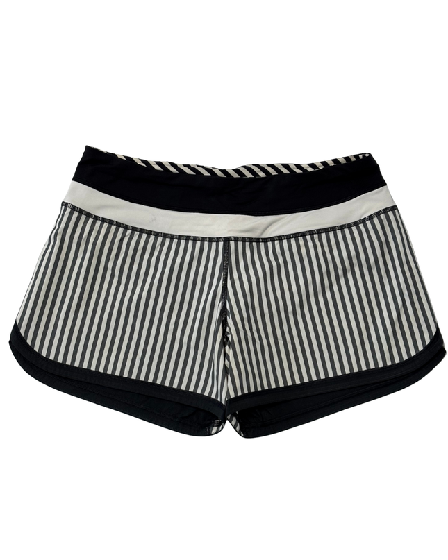 Lululemon Athletica Black & White Striped Speed Running Shorts