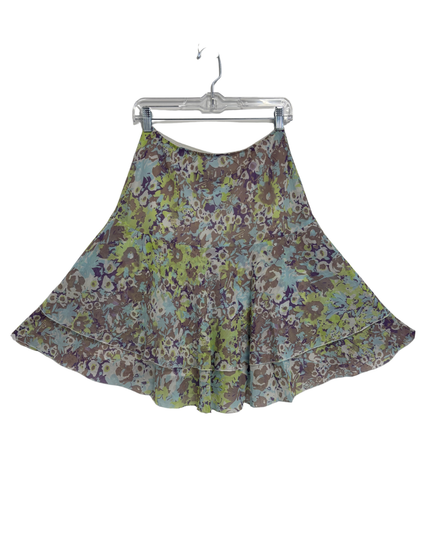 Tribal Multicolor Floral Tiered Ruffle Skirt - XL | Waist: 33"