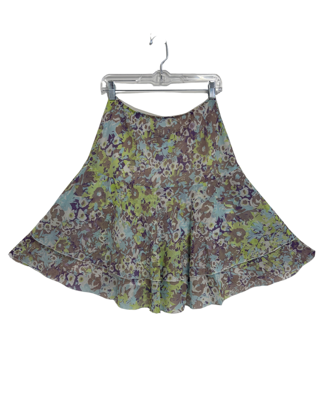 Tribal Multicolor Floral Tiered Ruffle Skirt - XL | Waist: 33"