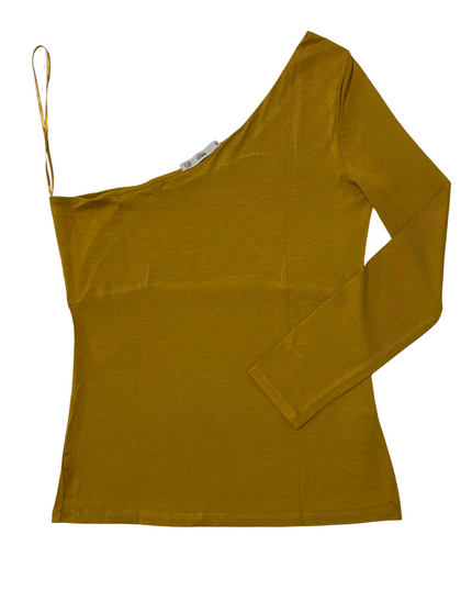 MNG Casual Mustard One-Shoulder Asymmetric Long Sleeve Top - XS
