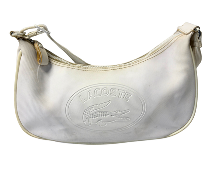 LACOSTE Vintage White Embossed Croc Baguette Shoulder Bag