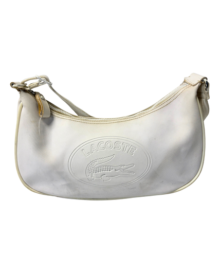 LACOSTE Vintage White Embossed Croc Baguette Shoulder Bag