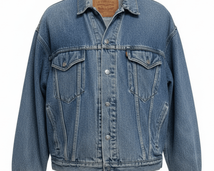 Levi's Blue Plaid-Lined Denim Trucker Jacket