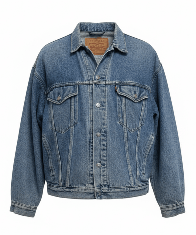 Levi's Blue Plaid-Lined Denim Trucker Jacket