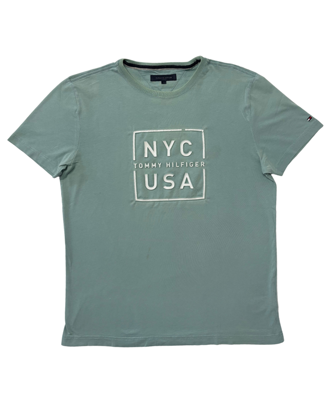 Tommy Hilfiger NYC USA Graphic Mint Green Cotton T-Shirt - M