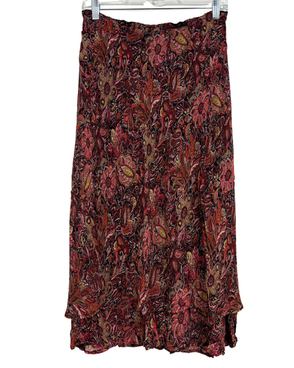 Style & Co. Paisley Boho Floral Ruffle Hem Midi Skirt - L | Waist: 32"