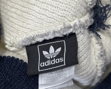Adidas Trefoil Grey, White & Navy Cable Knit Pom Beanie