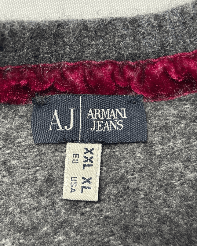 Armani Jeans AJ Charcoal Grey Wool Blend Pullover Sweater