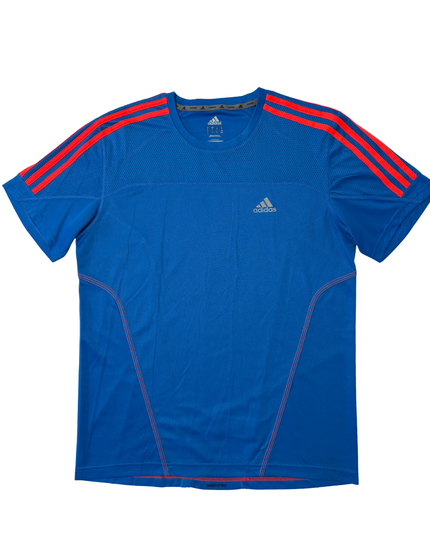 Adidas Blue & Red 3-Stripes ClimaCool Running T-Shirt