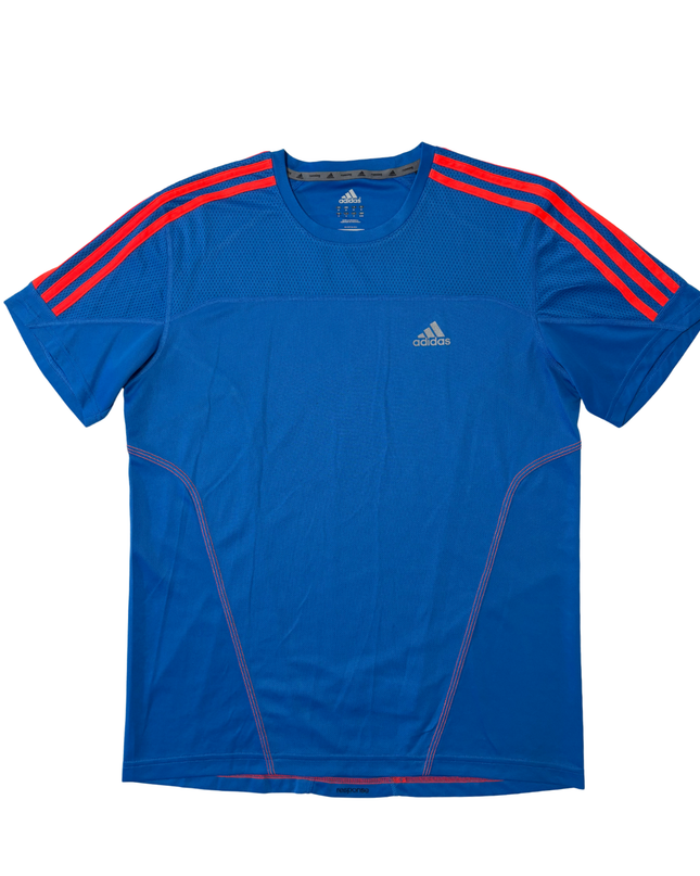 Adidas Blue & Red 3-Stripes ClimaCool Running T-Shirt