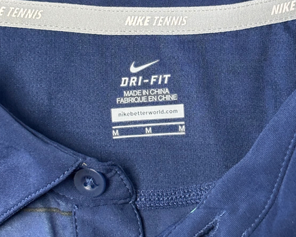 Nike Tennis Dri-Fit Navy Blue Gradient Striped Polo Shirt